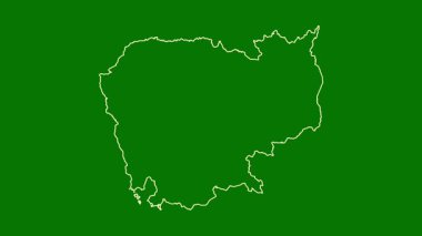 Kamboçya haritası - çizgi film. Sınır. Uydu.