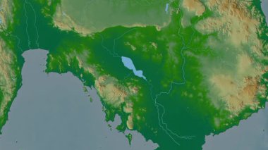 Kamboçya haritası - sür. Sınır. Fiziksel.
