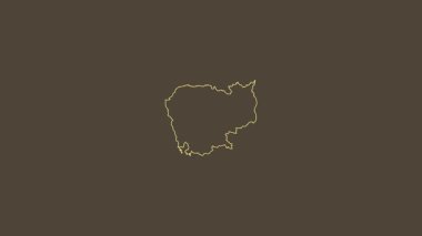 Kamboçya haritası - sağlam. Sınır. Sepya.