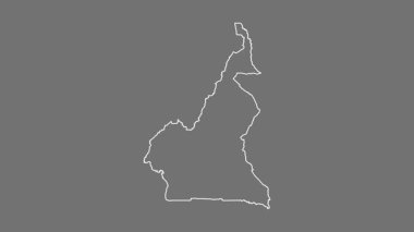 Kamerun haritası - çizgi film. Sınır. Gri Tonlama.