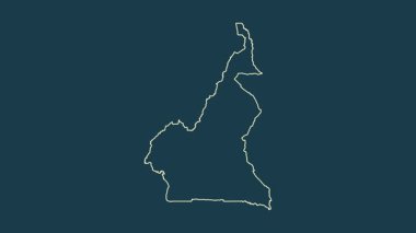 Kamerun haritası - çizgi film. Sınır. Fiziksel.