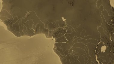 Kamerun haritası - süzül. Sınır. Sepya.