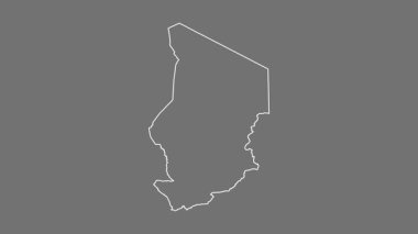 Chad Haritası - çizgi film. Sınır. Gri Tonlama.