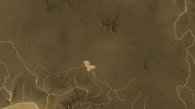 Chad Haritası - sür. Sınır. Sepya.