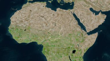 Çad haritası - yakınlaştır. Sınır. Uydu.