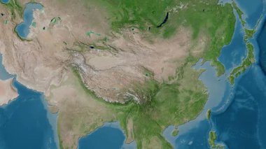 Çin haritası - sür. Sınır. Uydu.