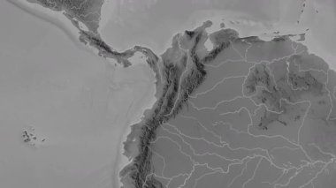 Kolombiya haritası - sür. Sınır. Gri Tonlama.