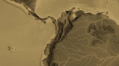 Kolombiya haritası - sür. Sınır. Sepya.