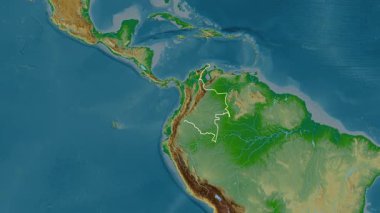 Kolombiya haritası - süzül. Sınır. Fiziksel.