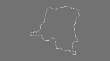 Demokratik Kongo Cumhuriyeti haritası - çizgi film. Sınır. Gri Tonlama.
