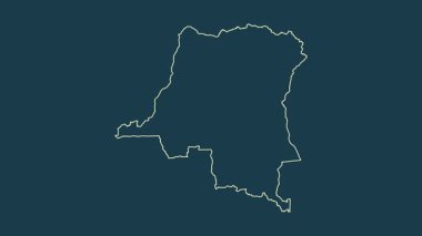 Demokratik Kongo Cumhuriyeti haritası - çizgi film. Sınır. Fiziksel.
