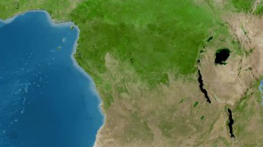 Demokratik Kongo Cumhuriyeti haritası - sür. Sınır. Uydu.