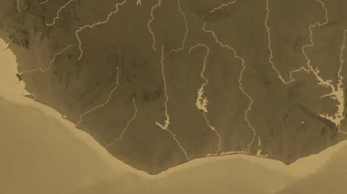 Fildişi Haritası - Sür. Sınır. Sepya.