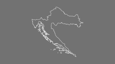 Hırvatistan haritası - çizgi film. Sınır. Gri Tonlama.