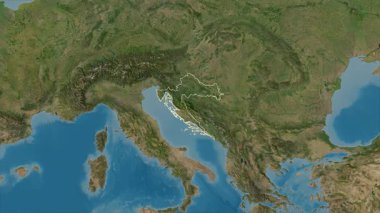 Hırvatistan haritası - özet. Sınır. Uydu.