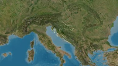 Hırvatistan haritası - süzül. Sınır. Uydu.