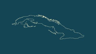 Küba haritası - çizgi film. Sınır. Uydu.