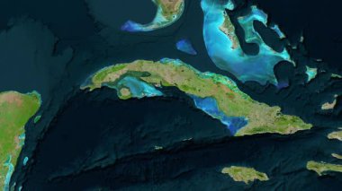 Küba haritası - sür. Sınır. Uydu.