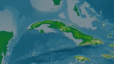 Küba haritası - sür. Sınır. Fiziksel.