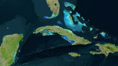 Küba haritası - süzül. Sınır. Uydu.