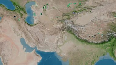 Afganistan haritası - yakınlaştır. Bölgeler. Uydu.