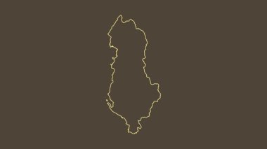 Arnavutluk haritası - çizgi film. Bölgeler. Sepya.