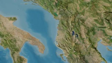 Arnavutluk haritası - süzül. Bölgeler. Uydu.