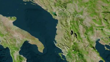 Arnavutluk haritası - süzül. Bölgeler. Uydu.