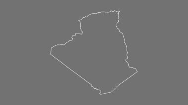 Cezayir haritası - çizgi film. Bölgeler. Gri Tonlama.