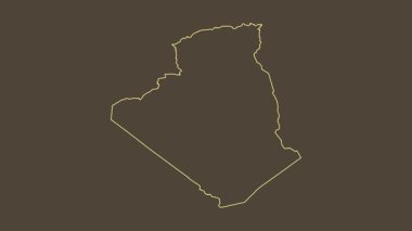 Cezayir haritası - çizgi film. Bölgeler. Sepya.