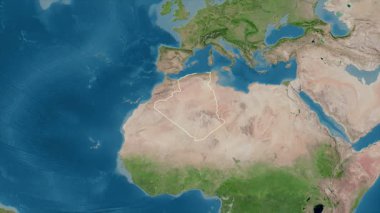 Cezayir haritası. Bölgeler. Uydu.