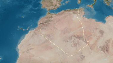 Cezayir haritası - süzül. Bölgeler. Uydu.