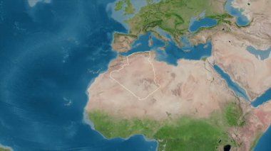 Cezayir haritası - zoom. Bölgeler. Uydu.