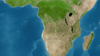 Angola haritası - özüt. Bölgeler. Uydu.