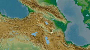 Ermenistan haritası. Bölgeler. Fiziksel.