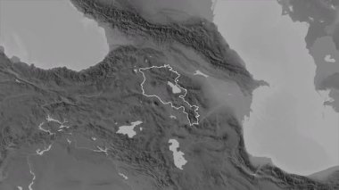 Ermenistan haritası - yakınlaştır. Bölgeler. Gri Tonlama.