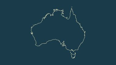 Avustralya haritası - çizgi film. Bölgeler. Fiziksel.
