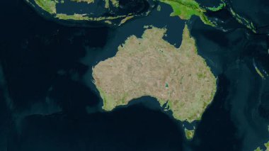Avustralya haritası - sür. Bölgeler. Uydu.