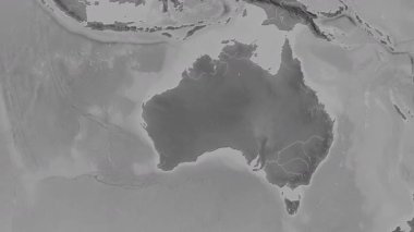 Avustralya haritası - sür. Bölgeler. Gri Tonlama.