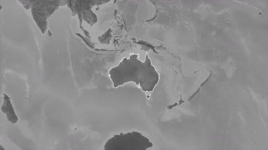 Avustralya haritası - yakınlaştır. Bölgeler. Gri Tonlama.