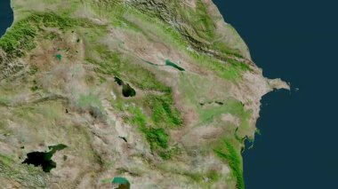 Azerbaycan haritası - sür. Bölgeler. Uydu.