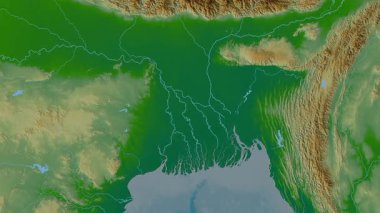 Bangladeş haritası - sür. Bölgeler. Fiziksel.