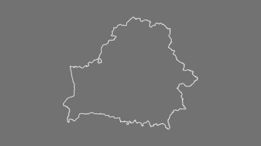 Belarus haritası - çizgi film. Bölgeler. Gri Tonlama.
