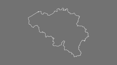 Belçika haritası - çizgi film. Bölgeler. Gri Tonlama.
