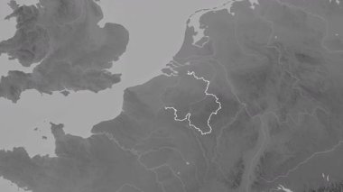 Belçika haritası - süzül. Bölgeler. Gri Tonlama.