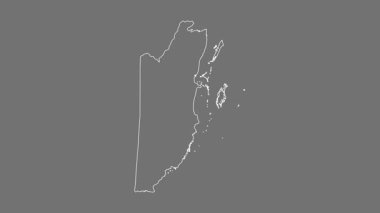 Belize haritası - çizgi film. Bölgeler. Gri Tonlama.