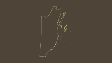 Belize haritası - çizgi film. Bölgeler. Sepya.