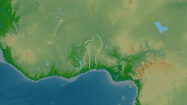Benin haritası - özüt. Bölgeler. Fiziksel.