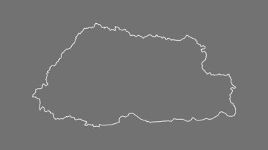 Butan haritası - çizgi film. Bölgeler. Gri Tonlama.
