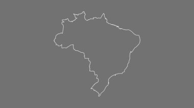 Brezilya haritası - çizgi film. Bölgeler. Gri Tonlama.